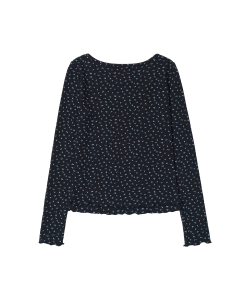 AMESWORLDWIDE（アメスワールドワイド）の「CLASSIC FLOWER HENLEY NECK LS TEE NAVY（Tシャツ/カットソー・レディース・その他・SMALL/MEDIUM）」の4枚目の写真