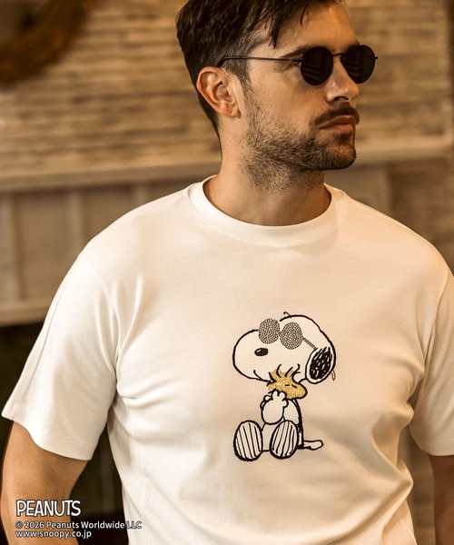1PIU1UGUALE3 RELAX (ウノピゥウノウグァーレトレ リラックス)の「1PIU1UGUALE3 RELAX(ウノピゥウノウグァーレトレ リラックス)【スヌーピー】ジョー・クルー&ウッドストック 半袖Tシャツ(Tシャツ/カットソー・メンズ・ホワイト/ブラック・M/S/L/XXL/XL)」の15枚目の写真