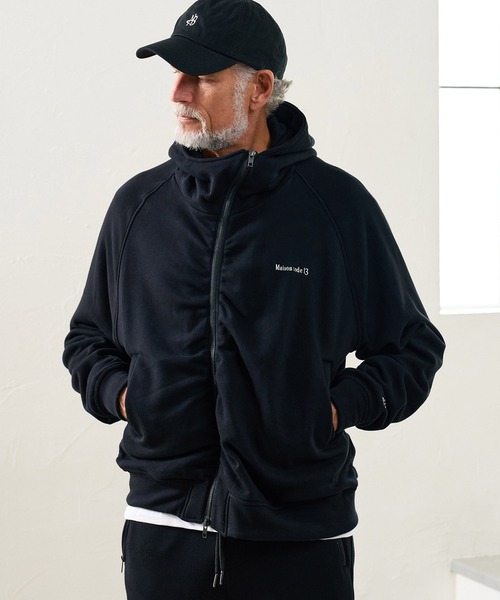 Maison code 13(メゾンコードサーティーン)の「mpa4200- Fleece Lined Asymmetric Hoodie ジップパーカー(M26W-17)(パーカー・メンズ・トップグレー/ブラック・M/L/S)」の3枚目の写真