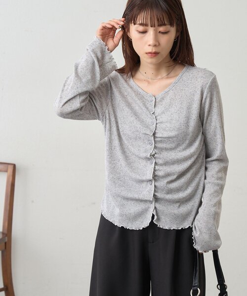 DISCOAT(ディスコート)の「【WEB限定】フロントギャザーロングスリーブ(Tシャツ/カットソー・レディース・ブラック/ネイビー/グレー・FREE)」の12枚目の写真