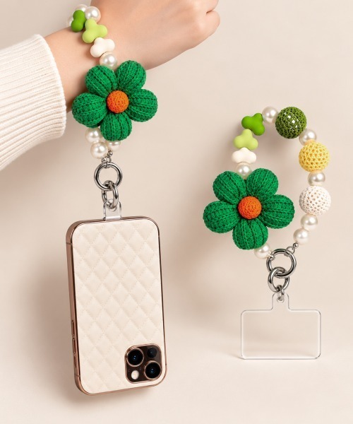 セール】クロシェフラワー スマホストラップ可愛い（その他小物
