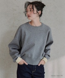 小さいサイズ 裏表配色ニット プルオーバー 低身長さん・小柄女性