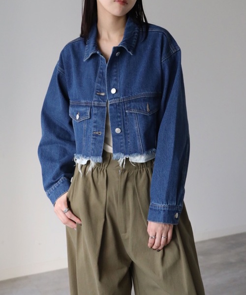 クロップドカットオフデニムジャケット