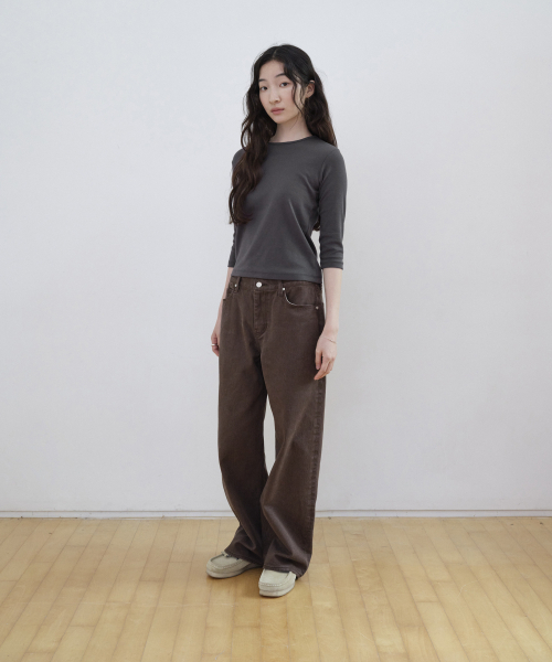 STEP AROUND(ステップアラウンド)の「Soft Washing Color Straight Denim_BROWN(デニムパンツ・レディース・その他・SMALL/MEDIUM)」の3枚目の写真