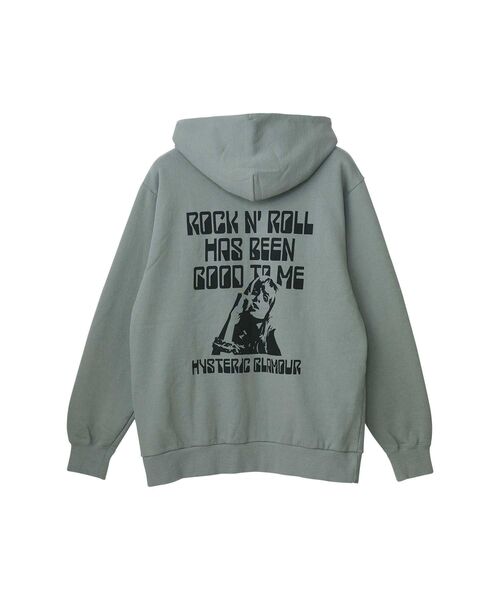HYSTERIC GLAMOUR(ヒステリックグラマー)の「ROCK ’N’ ROLL GOOD TO ME パーカー(パーカー・メンズ・ブラック/トップグレー/グリーン・X-LARGE/LARGE/MEDIUM/SMALL)」の4枚目の写真
