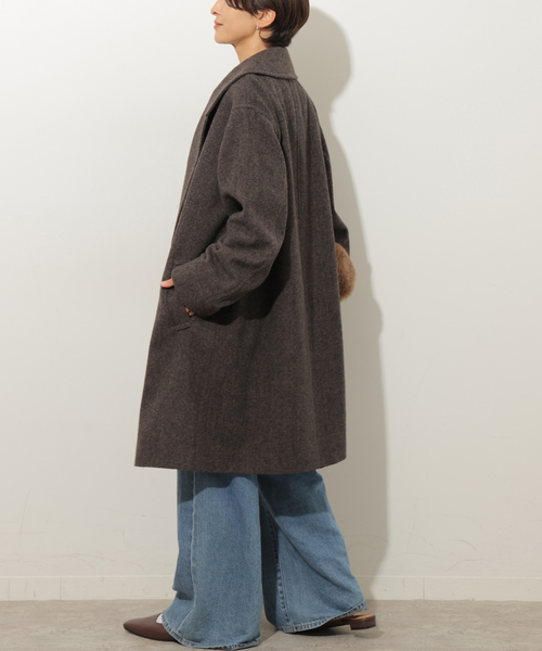 JOURNAL STANDARD relume(ジャーナルスタンダード レリューム)の「尾州ウールスーパー100モッサロングコート(チェスターコート・レディース・チョコ/ネイビー・36/38)」の5枚目の写真