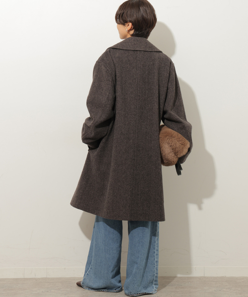 JOURNAL STANDARD relume(ジャーナルスタンダード レリューム)の「尾州ウールスーパー100モッサロングコート(チェスターコート・レディース・チョコ/ネイビー・36/38)」の6枚目の写真