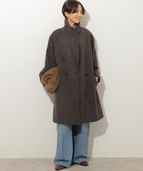 JOURNAL STANDARD relume(ジャーナルスタンダード レリューム)の「尾州ウールスーパー100モッサロングコート(チェスターコート・レディース・チョコ/ネイビー・36/38)」の7枚目の写真