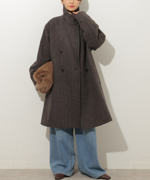 JOURNAL STANDARD relume(ジャーナルスタンダード レリューム)の「尾州ウールスーパー100モッサロングコート(チェスターコート・レディース・チョコ/ネイビー・36/38)」の8枚目の写真