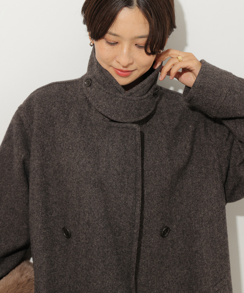 JOURNAL STANDARD relume(ジャーナルスタンダード レリューム)の「尾州ウールスーパー100モッサロングコート(チェスターコート・レディース・チョコ/ネイビー・36/38)」の9枚目の写真