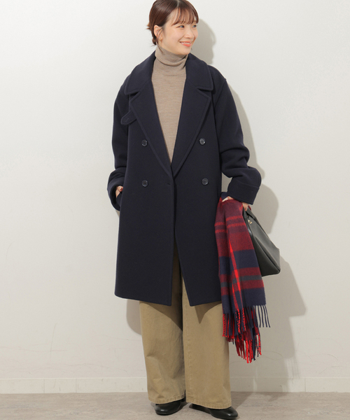 JOURNAL STANDARD relume(ジャーナルスタンダード レリューム)の「尾州ウールスーパー100モッサロングコート(チェスターコート・レディース・チョコ/ネイビー・36/38)」の10枚目の写真
