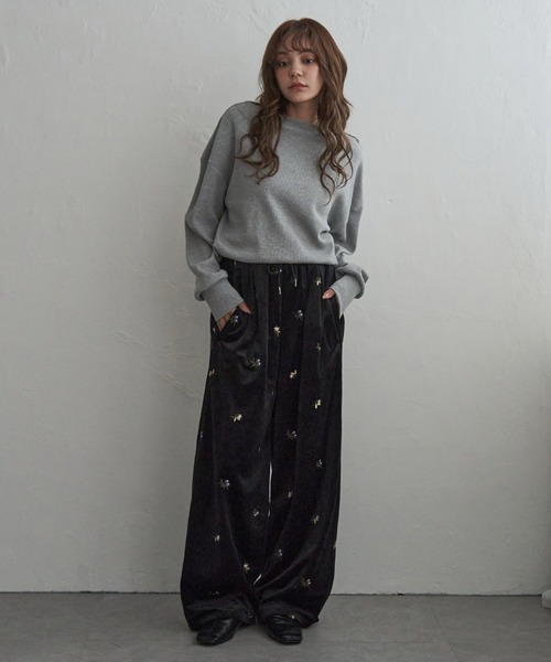 notch.（ノッチ）の「花柄刺繍ベロアパンツ（その他パンツ・レディース・ブラック/アイボリー/ブラウン・TM/M）」の5枚目の写真