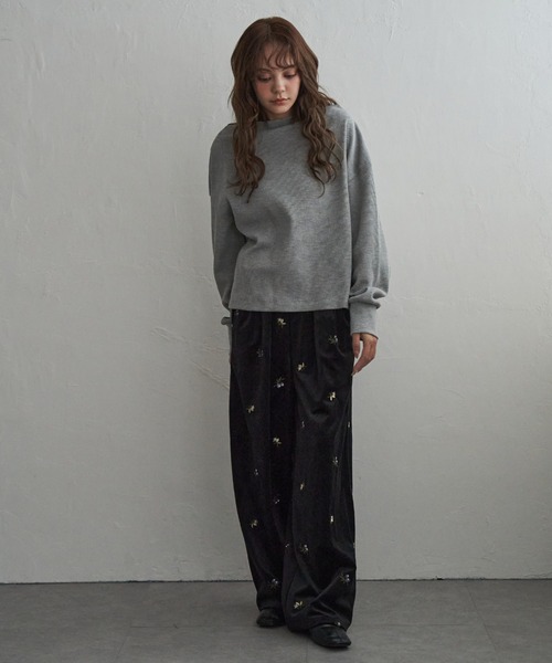 notch.（ノッチ）の「花柄刺繍ベロアパンツ（その他パンツ・レディース・ブラック/アイボリー/ブラウン・TM/M）」の9枚目の写真