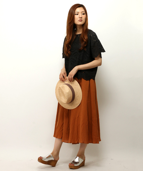 LBC（エルビーシー）の「コットンシフリードロップブラウス        （シャツ/ブラウス・レディース・ブラック/オフホワイト・LARGE/MEDIUM）」の10枚目の写真