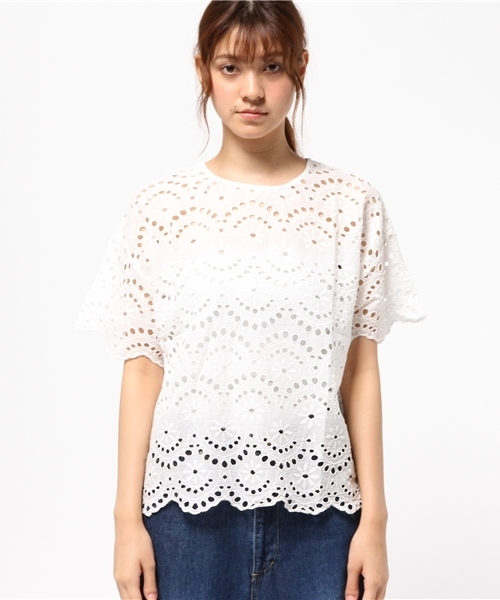 LBC（エルビーシー）の「コットンシフリードロップブラウス        （シャツ/ブラウス・レディース・ブラック/オフホワイト・LARGE/MEDIUM）」の11枚目の写真