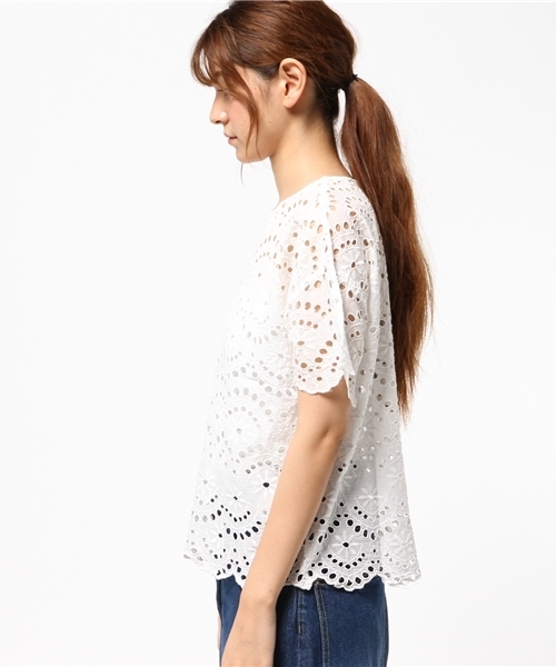 LBC（エルビーシー）の「コットンシフリードロップブラウス        （シャツ/ブラウス・レディース・ブラック/オフホワイト・LARGE/MEDIUM）」の12枚目の写真