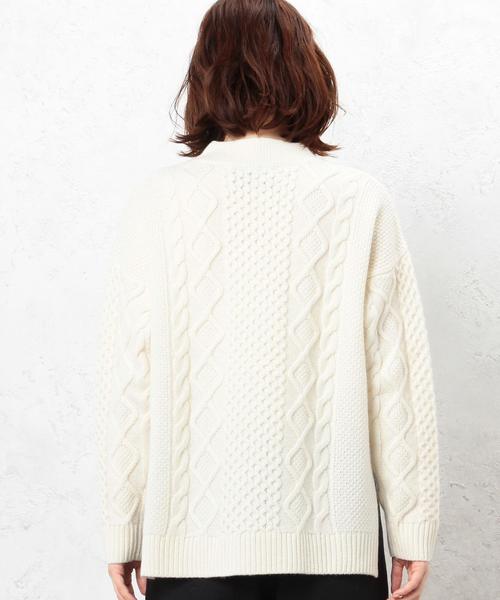 green label relaxing(グリーンレーベルリラクシング)の「CB HAMILTON ARAN WIDE 5Gニット(ニット/セーター・レディース・オフホワイト/ライトグレー/ネイビー/レッド・FREE)」の8枚目の写真