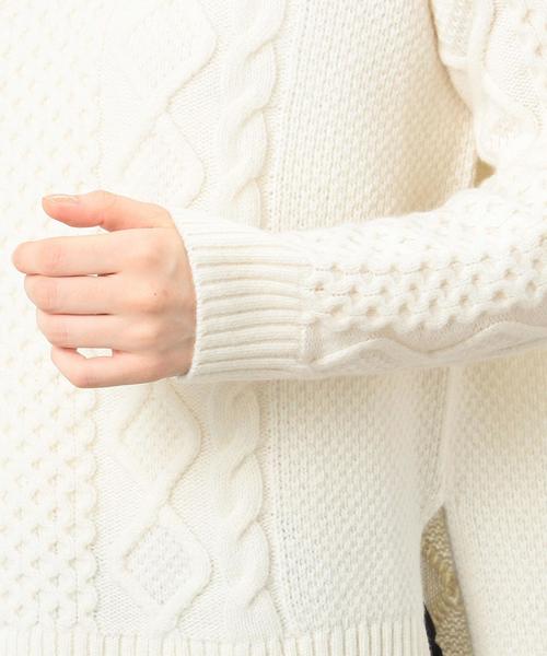 green label relaxing(グリーンレーベルリラクシング)の「CB HAMILTON ARAN WIDE 5Gニット(ニット/セーター・レディース・オフホワイト/ライトグレー/ネイビー/レッド・FREE)」の15枚目の写真