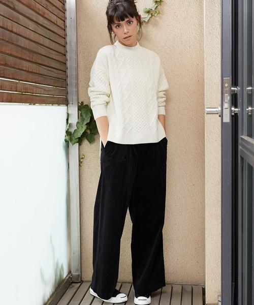 green label relaxing(グリーンレーベルリラクシング)の「CB HAMILTON ARAN WIDE 5Gニット(ニット/セーター・レディース・オフホワイト/ライトグレー/ネイビー/レッド・FREE)」の12枚目の写真