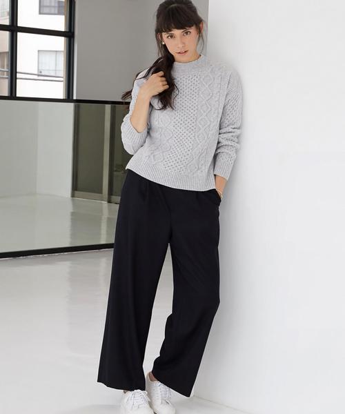 green label relaxing(グリーンレーベルリラクシング)の「CB HAMILTON ARAN WIDE 5Gニット(ニット/セーター・レディース・オフホワイト/ライトグレー/ネイビー/レッド・FREE)」の13枚目の写真