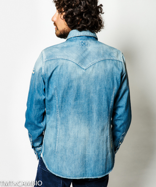 L/SL SINGLE STITCH CRUSH DENIM SHIRTS(HQ)（シャツ/ブラウス