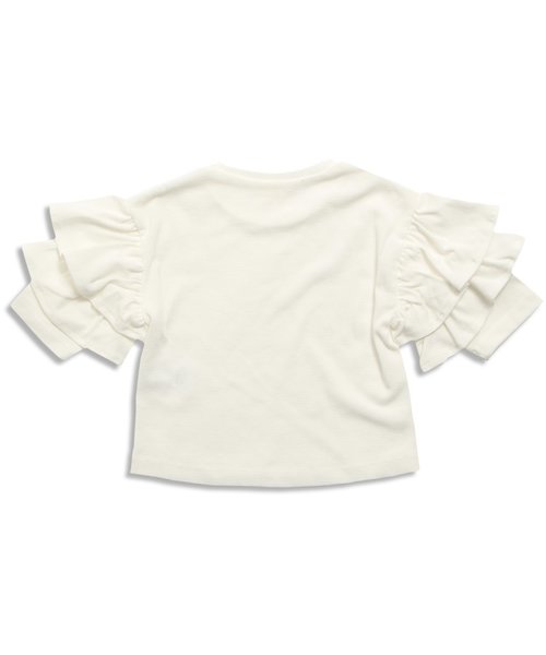 apres les cours（アプレレクール）の「袖2段フリル7分袖Тシャツ（Tシャツ/カットソー・キッズ・ピンク/オフホワイト・140/100/120/90/130/110/80）」の3枚目の写真