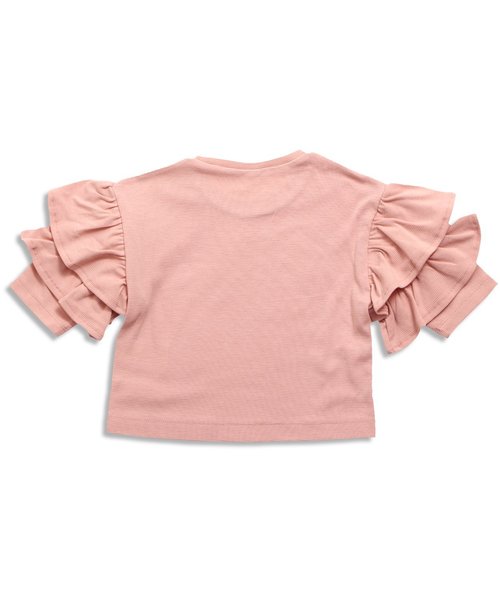 apres les cours（アプレレクール）の「袖2段フリル7分袖Тシャツ（Tシャツ/カットソー・キッズ・ピンク/オフホワイト・140/100/120/90/130/110/80）」の4枚目の写真