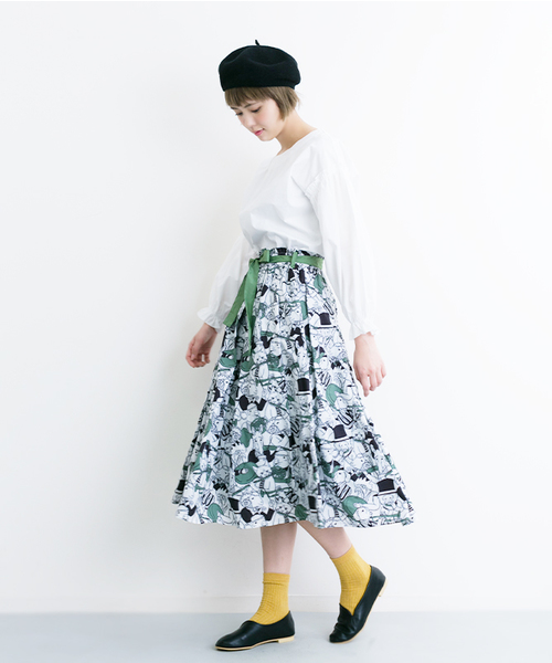 MERLOT（メルロー）の「アニマル音楽隊リボンタックフレアスカート9044（スカート・レディース・イエロー/グリーン・FREE）」の11枚目の写真