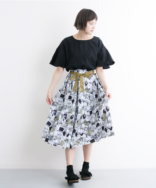 MERLOT（メルロー）の「アニマル音楽隊リボンタックフレアスカート9044（スカート・レディース・イエロー/グリーン・FREE）」の12枚目の写真