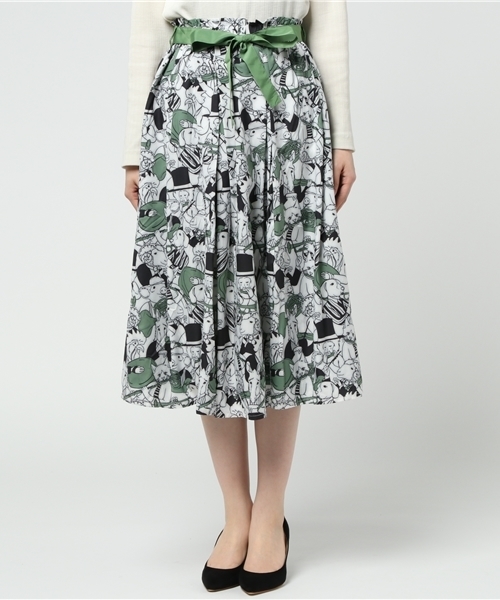 MERLOT（メルロー）の「アニマル音楽隊リボンタックフレアスカート9044（スカート・レディース・イエロー/グリーン・FREE）」の3枚目の写真