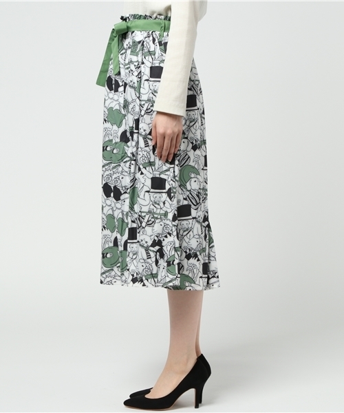 MERLOT（メルロー）の「アニマル音楽隊リボンタックフレアスカート9044（スカート・レディース・イエロー/グリーン・FREE）」の4枚目の写真