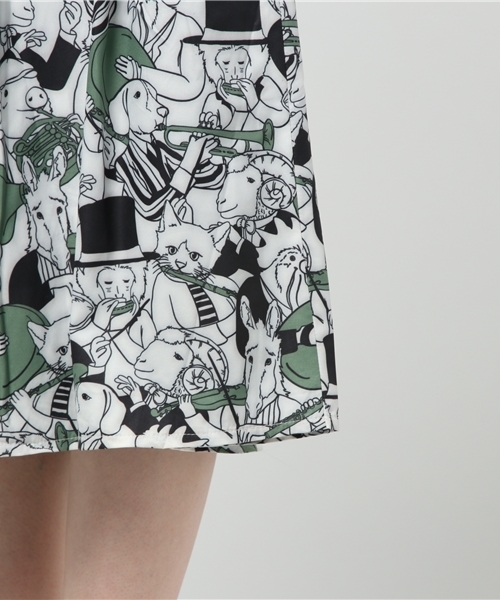 MERLOT（メルロー）の「アニマル音楽隊リボンタックフレアスカート9044（スカート・レディース・イエロー/グリーン・FREE）」の8枚目の写真