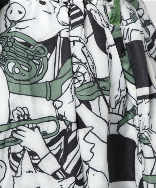 MERLOT（メルロー）の「アニマル音楽隊リボンタックフレアスカート9044（スカート・レディース・イエロー/グリーン・FREE）」の9枚目の写真