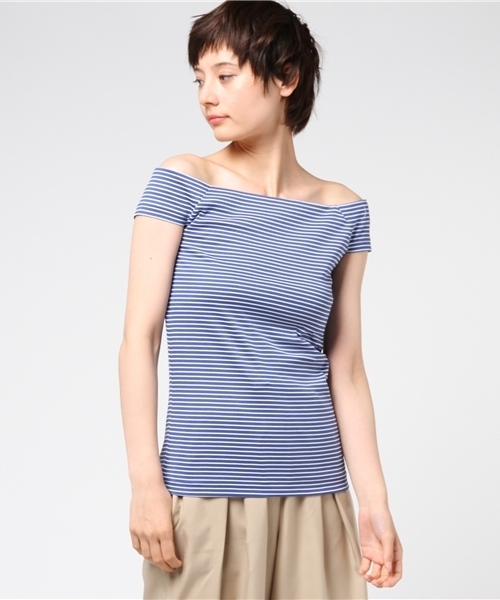 IENA LA BOUCLE(イエナラブークル)の「IENA LA BOUCLE フライスボーダーフレンチスリーブプルオーバー◆(Tシャツ/カットソー・レディース・レッド/ブラック/ブルー・FREE)」の13枚目の写真