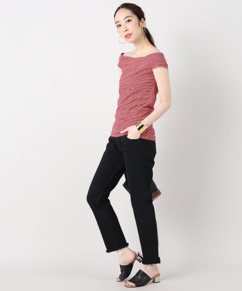 IENA LA BOUCLE(イエナラブークル)の「IENA LA BOUCLE フライスボーダーフレンチスリーブプルオーバー◆(Tシャツ/カットソー・レディース・レッド/ブラック/ブルー・FREE)」の19枚目の写真