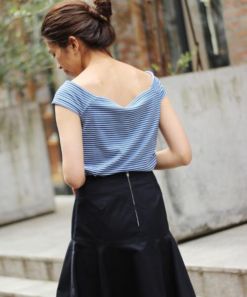 IENA LA BOUCLE(イエナラブークル)の「IENA LA BOUCLE フライスボーダーフレンチスリーブプルオーバー◆(Tシャツ/カットソー・レディース・レッド/ブラック/ブルー・FREE)」の8枚目の写真