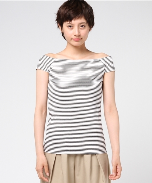 IENA LA BOUCLE(イエナラブークル)の「IENA LA BOUCLE フライスボーダーフレンチスリーブプルオーバー◆(Tシャツ/カットソー・レディース・レッド/ブラック/ブルー・FREE)」の4枚目の写真