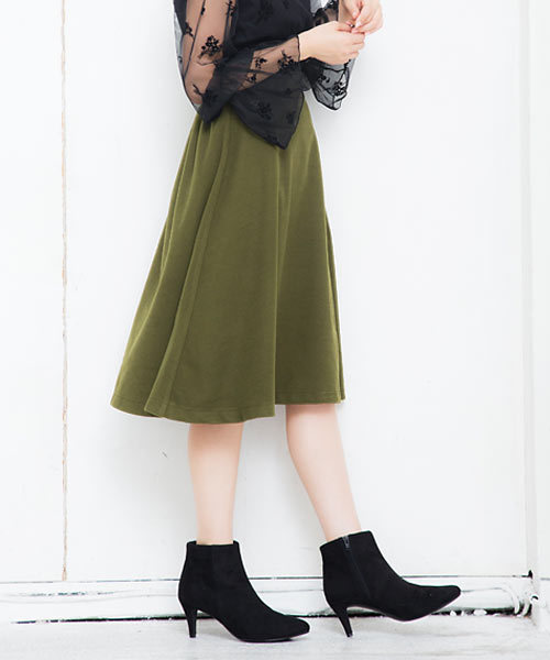 KOBE LETTUCE(コウベレタス)の「フェイクウールフレアスカート(スカート・レディース・ブラック/ネイビー/ブラウン/カーキ/ボルドー/マスタード/ベージュ・FREE)」の4枚目の写真