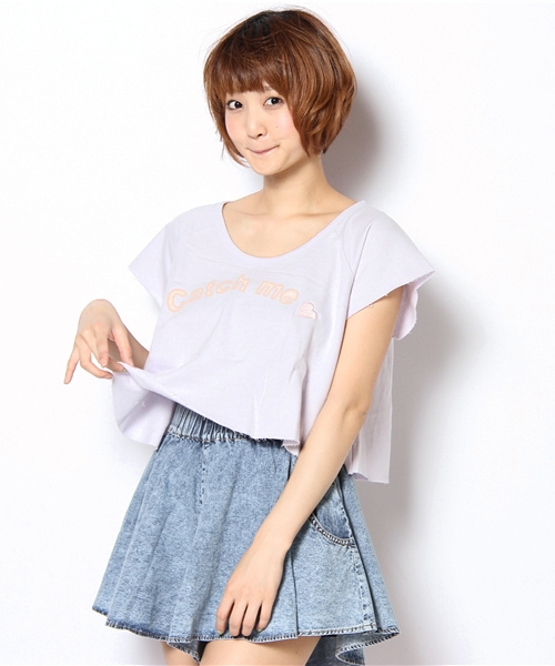 Kastane（カスタネ）の「Catchme①T（Tシャツ/カットソー・レディース・ホワイト/チャコールグレー/ライトグリーン/ラベンダー・FREE）」の4枚目の写真