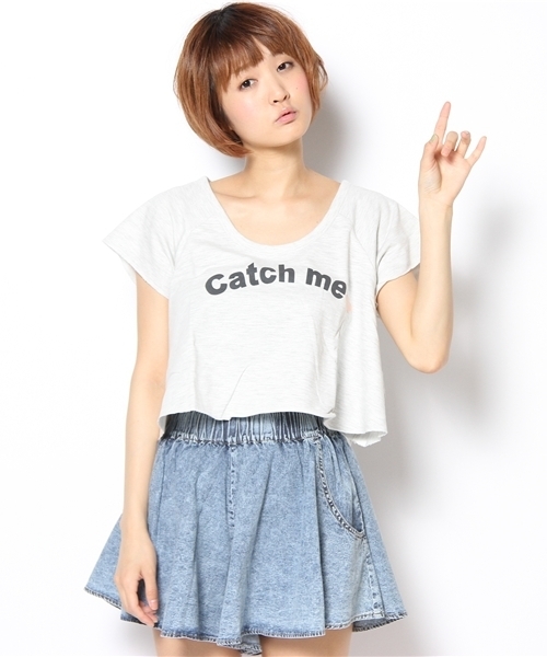 Kastane（カスタネ）の「Catchme①T（Tシャツ/カットソー・レディース・ホワイト/チャコールグレー/ライトグリーン/ラベンダー・FREE）」の2枚目の写真