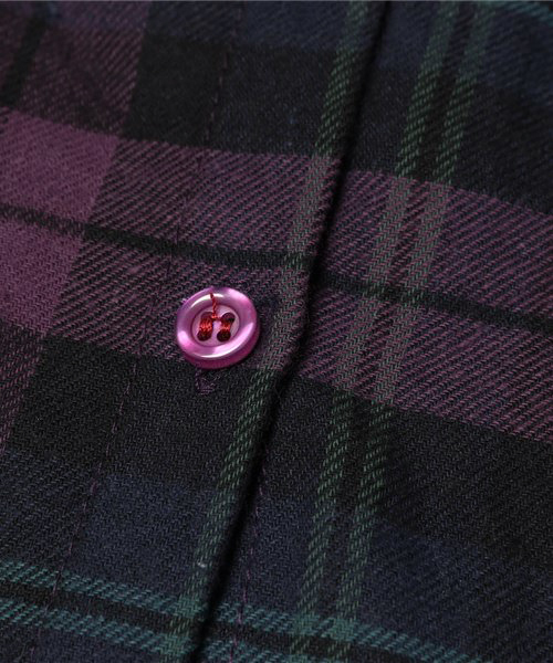 MERLOT（メルロー）の「刺繍入りチェック柄ロングシャツワンピース1238（シャツワンピース・レディース・パープル/レッド/グリーン・FREE）」の4枚目の写真