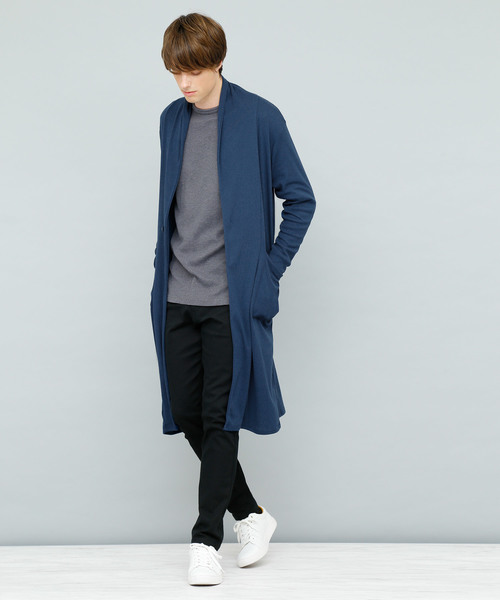 EMMA CLOTHES（エマクローズ）の「TCフライスストレッチロングカーディガン（カーディガン/ボレロ・メンズ・杢グレー/ブラック/ブルーグリーン/チャコール・FREE）」の4枚目の写真