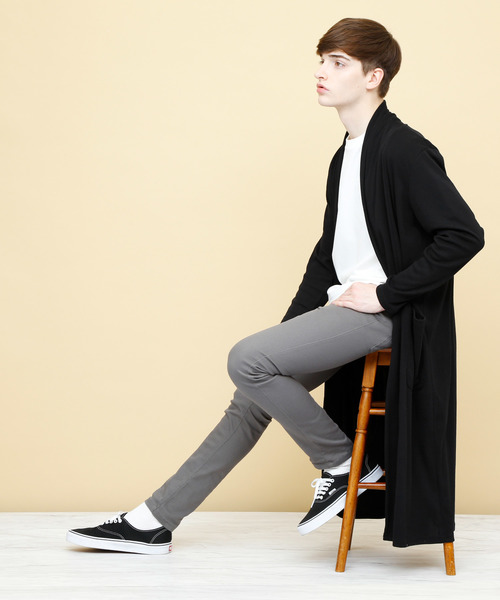 EMMA CLOTHES（エマクローズ）の「TCフライスストレッチロングカーディガン（カーディガン/ボレロ・メンズ・杢グレー/ブラック/ブルーグリーン/チャコール・FREE）」の2枚目の写真