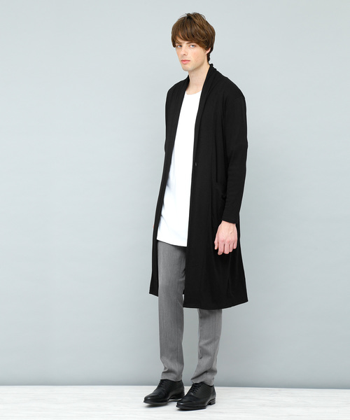 EMMA CLOTHES（エマクローズ）の「TCフライスストレッチロングカーディガン（カーディガン/ボレロ・メンズ・杢グレー/ブラック/ブルーグリーン/チャコール・FREE）」の5枚目の写真