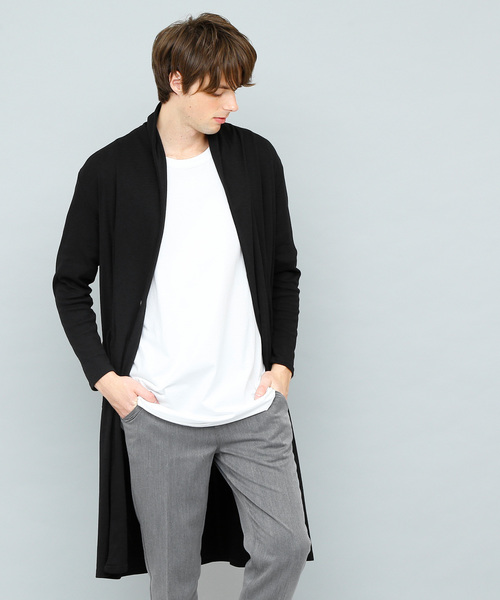 EMMA CLOTHES（エマクローズ）の「TCフライスストレッチロングカーディガン（カーディガン/ボレロ・メンズ・杢グレー/ブラック/ブルーグリーン/チャコール・FREE）」の6枚目の写真