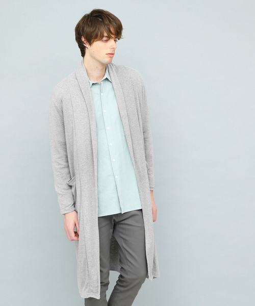 EMMA CLOTHES（エマクローズ）の「TCフライスストレッチロングカーディガン（カーディガン/ボレロ・メンズ・杢グレー/ブラック/ブルーグリーン/チャコール・FREE）」の7枚目の写真
