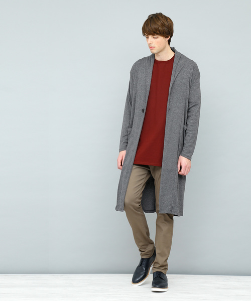 EMMA CLOTHES（エマクローズ）の「TCフライスストレッチロングカーディガン（カーディガン/ボレロ・メンズ・杢グレー/ブラック/ブルーグリーン/チャコール・FREE）」の9枚目の写真