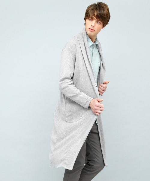 EMMA CLOTHES（エマクローズ）の「TCフライスストレッチロングカーディガン（カーディガン/ボレロ・メンズ・杢グレー/ブラック/ブルーグリーン/チャコール・FREE）」の8枚目の写真