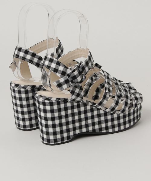 WEGO（ウィゴー）の「WEGO/リボン厚底サンダル（サンダル・レディース・その他1/ブラック/レッド・LARGE/MEDIUM）」の4枚目の写真