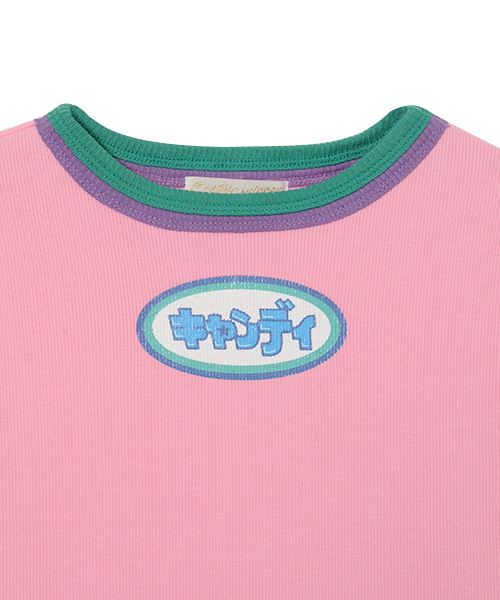 Candy Stripper（キャンディストリッパー）の「FANCY LOGO RIB トップス（Tシャツ/カットソー・レディース・オフホワイト/ブラック/ピンク・2）」の13枚目の写真